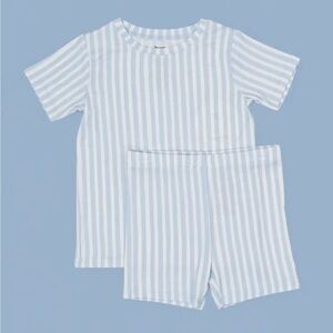 Soft Blue and White Striped Kids Pajama Set